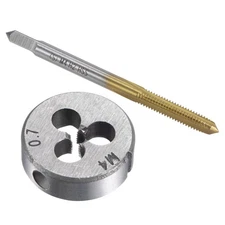 M4 x 0.7 Titanium Plated Straight Flute Thread Tap Round Die Tap and Die Set