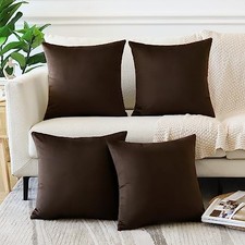Set of 4 Decorative Throw Pillow Covers 22" x 22" Pack of 4 Chocolate Brown