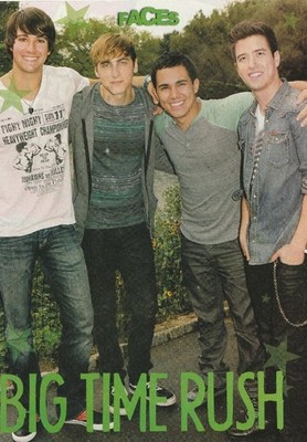 Big Time Rush teen magazine pinup clipping full body Faces smiles boy band Pix