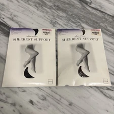 J.C.Penny Sheer Caress Silky  Pantyhose Queen Tall- Navy Mahogany Set Of Two