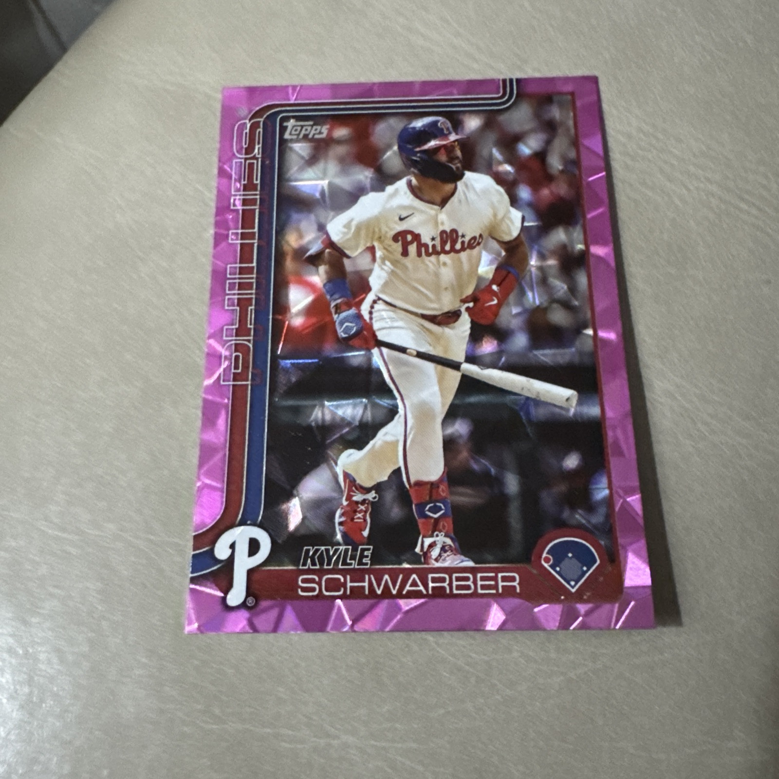 Kyle Schwarber 2025 Topps Series 1 One Pink Diamante Foil Parallel #141 Phillies