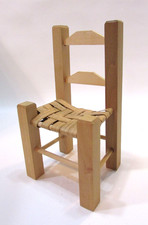 Vintage 8.5" Tall Solid Wood Ladder Back Woven Cane Seat Doll Bear Display Chair