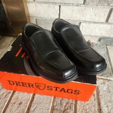 Deer Stags Boys Greenpoint Jr Size 1M Black Dress Shoes Uniform Chapel New