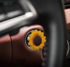 LKTEE Yellow Sunflower Push Start Button Cover, Cute Car Decor  Flower Push Sta