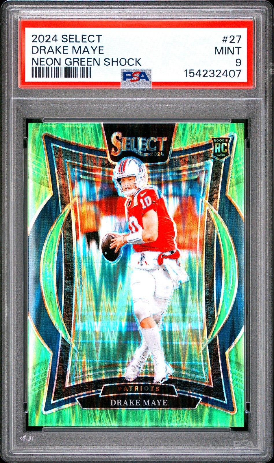 2024 PANINI SELECT NEON GREEN SHOCK #27 DRAKE MAYE 453/599 PSA 9