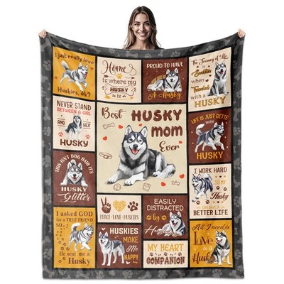 Siberian Husky Blanket Dog Decor Owner Lover Gift Couch Sofa 60x50 Inch