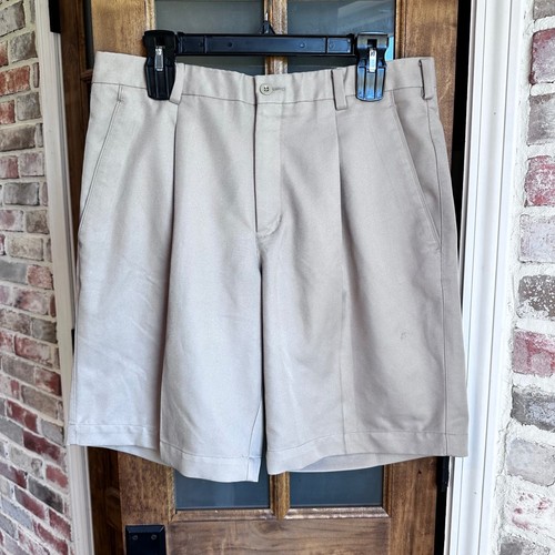 Nike Golf Shorts Mens 34 Khaki Tan Pleated Fit Dry Performance Athletic Active - 第 1/9 張圖片
