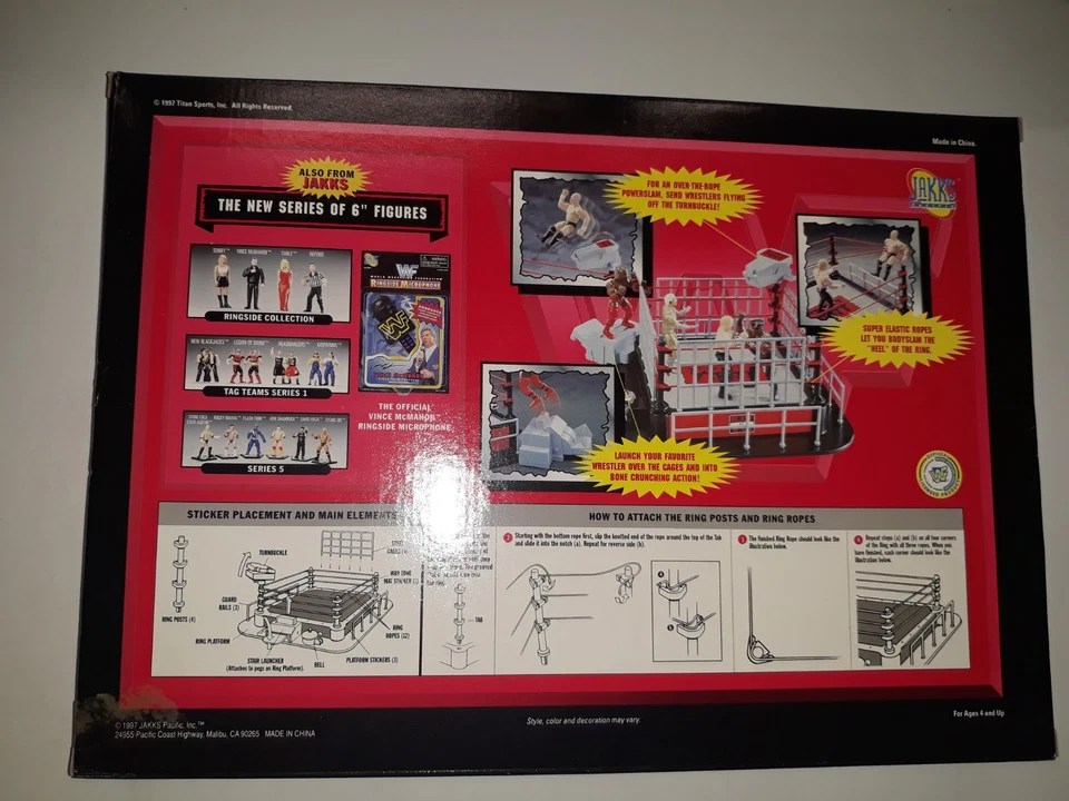 WWF Raw Is War Action Ring & 6 Mini Figures Jakks 1997 NEW WWE Austin Mankind - Image 4 of 4