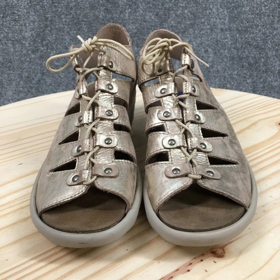 Sandalias Wolky para mujer 41 áreas con cordones gladiador cuña cuero dorado rosa informales Foto 4 de 4