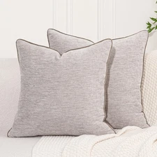 Soft Textured Throw Pillow Covers Set of 2 Neutral Decor Christmas Modern Far...