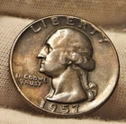 1957P Washington Silver Quarter XF Great Patina & Toning Philadelphia Mint Coin