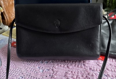 MEDICI Schultertasche Handtasche Abendtasche Leder Schwarz vintage