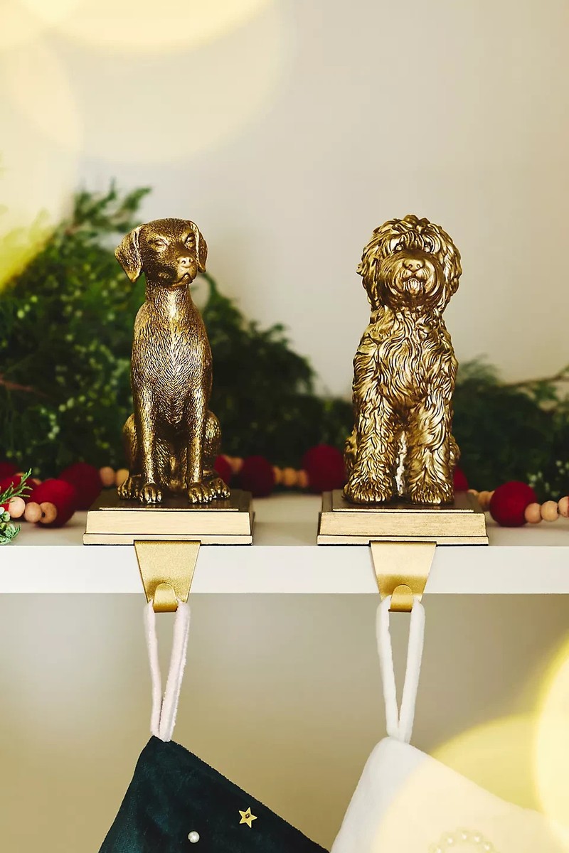 Gold Gargoyle Dog with red eyes ガーゴイルドッグ Animal Icon Dog Stocking Holder Goldendoodle Doodle Puppy