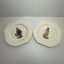 Vtg Lord Nelson pottery pair “the blue boy & pinkie” MCM 9”plates(2)