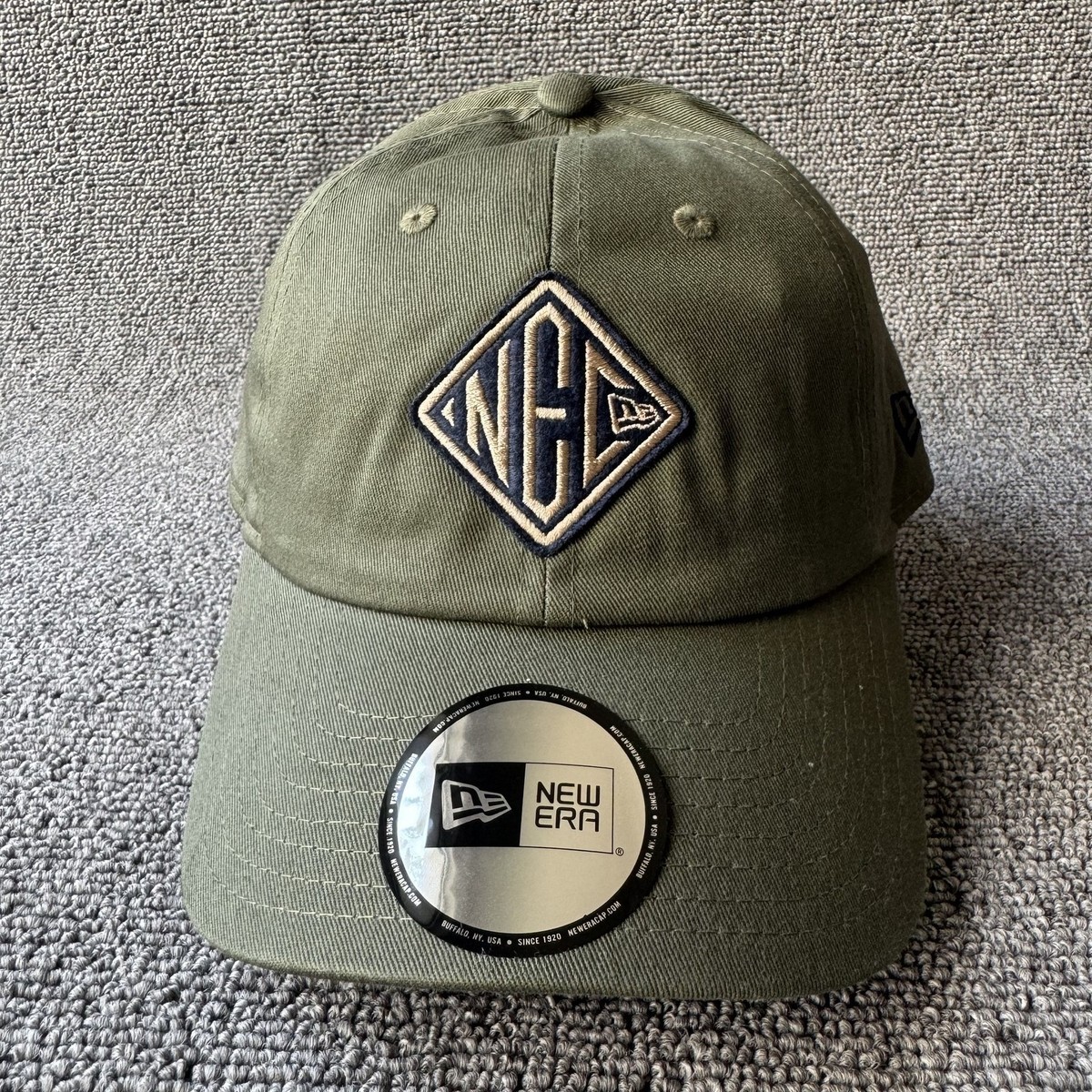 New Era Olive Green Strapback Cap Diamond Logo Patch Hat