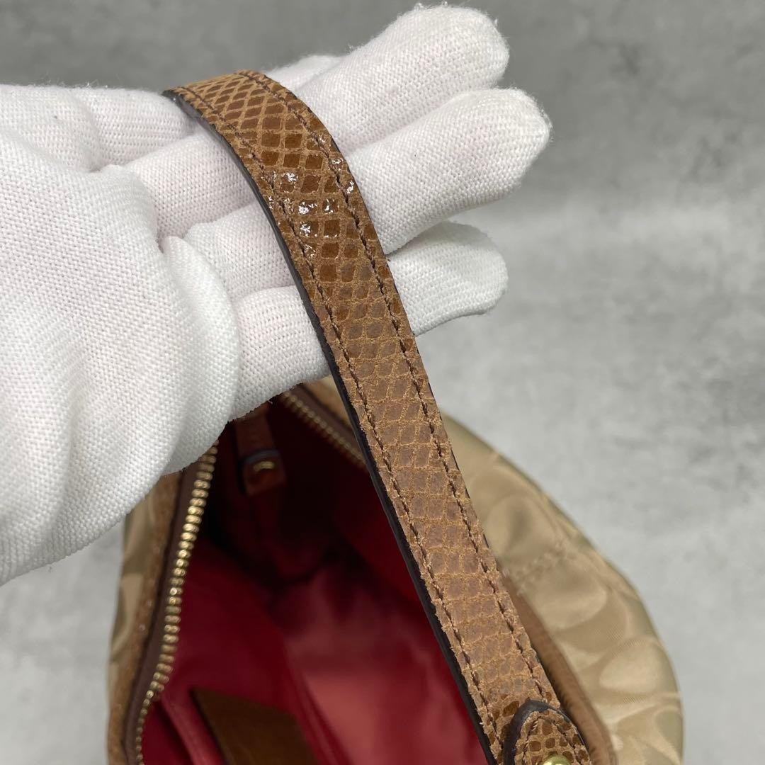 Coach Canvas Leather Python-Embossed Shoulder Bag… - image 15