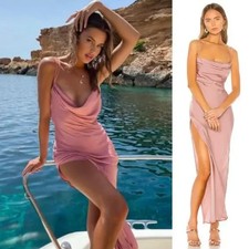 Michael Costello x REVOLVE | Braxton Dress in Rose Maxi Cowl Slip Dress S