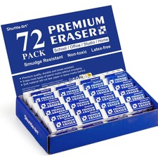 72 Pack Premium White Erasers Bulk Classroom Set for Kids Teachers Office