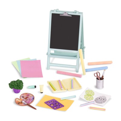 by Battat   Creative Art Kit Chalkboard Easel Accessory Set   14-inch Doll Cl...