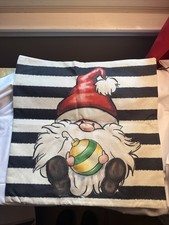 Santa Gnome Merry Christmas Pillow Cover 18 X 18"