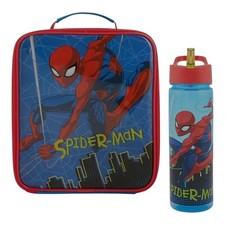 Marvel Spiderman Kids Lunch Bag 600ml Water Bottle Set Insulated Cooler BPA FRE