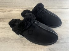 UGG Scuffette II Slipper Black Suede Shearling Womans 11 Cozy Comfy Shoes