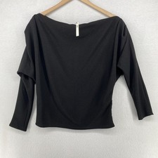 ASOS Top 6 Crepe Stretch Batwing Dolman Long Sleeve Boat Neck Black NEW