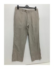 JEFF BANKS 100 Percent Linen Trousers 34S Waist 34in Inside Leg 29in Beige Lined