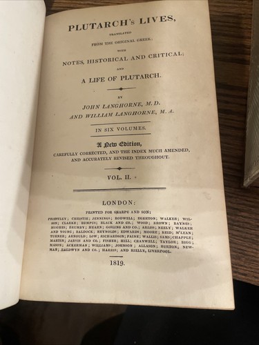 1819 - Plutarch's Lives - 6 x Leather Volumes - Notes by J & W Langhorne - Picture 8 of 20
