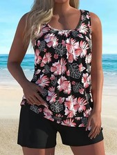 Ladies' two-piece casual plus size beach Tankini swimsuit