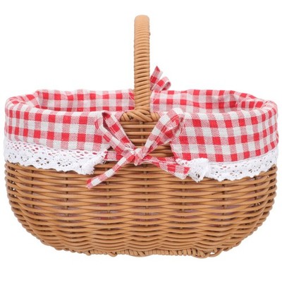  Herzförmiger Picknickkorb Körbchen Geflochten Obsthängekorb Outdoor -Korb