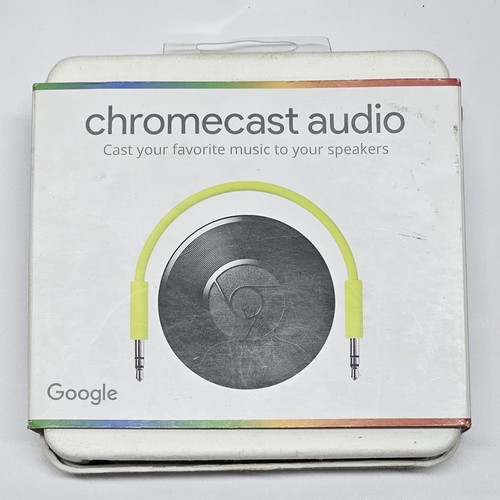 Google Chromecast Audio Model RUX-J42 W/ Cords & Box No Wall Adapter Used Good