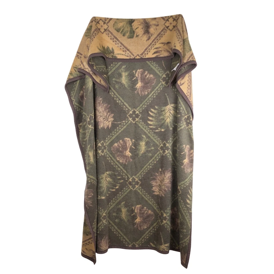 Manta polar de colección BIEDERLACK AURORA 75"x55" verde marrón hoja tropical acogedora EE. UU. Foto 4 de 4