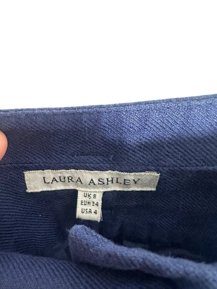 PANTALONES CORTOS LAURA ASHLEY MARRÓN talla UK 8 100% LINO ACAMPANADOS PIERNA ANCHA MUJER Foto 4 de 4