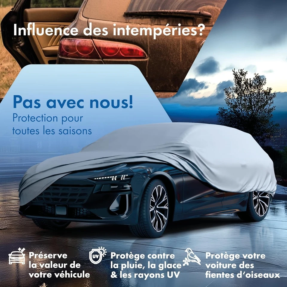 Bâche voiture extérieure WALSER Taille 4 Imperméable UV Argent - Photo 2/4