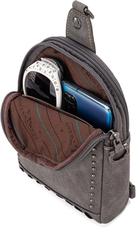 Bolso Bandolera Montana West Longhorn Para Mujer Western Gris Foto 4 de 4