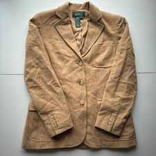 Lauren Ralph Lauren 100 Camel Hair Blazer Soft Quiet Luxury Blazer Jacket Sz 6