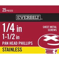 #14 X 1-1/2 In. Stainless Steel Phillips Pan Head Sheet Metal Screw (25-Pack)