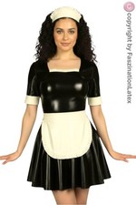 Latex Dienstmädchen-Uniform in SCHWARZ/weiss mit Haube & Schürze - Größe wählbar