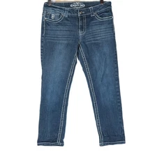 Girl's Junior's Paisley Sky Jeans size 8 Dark Wash Mid Rise Stretch Denim Whisk