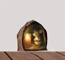 Cute Brown Mouse Rat Rodent Living in Wall Sticker Realistic Decal Kitchen BR02