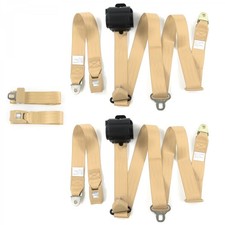 Challenger 1970 - 1974 Standard 3pt Tan Retractable Bench Seat Belt Kit Challenger 1970 - 1974 Standard 3pt Tan Retractable Bench Seat Belt Kit