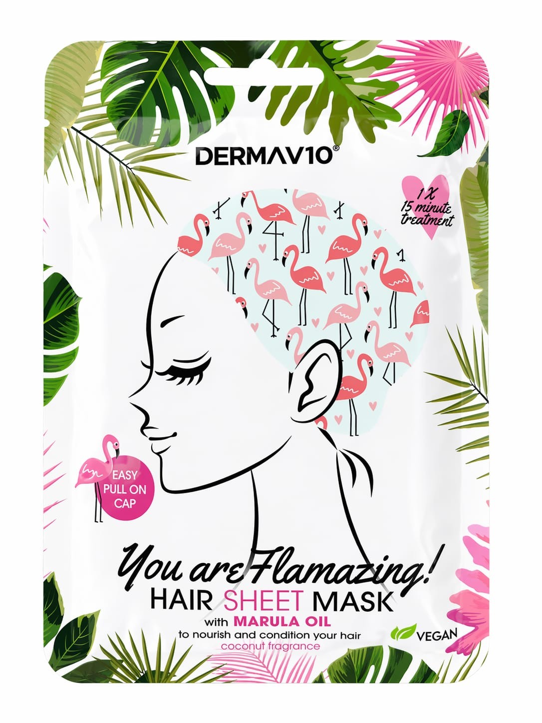 Derma V10 Hair Sheet Mask With Marula Oil Nourish Condition Coconut Vegan X 12