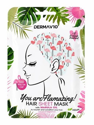 Derma V10 Hair Sheet Mask With Marula Oil Nourish Condition Coconut Vegan X 12