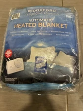 Biddeford Automatic Heated Blanket king blue TWO ANALOG CONTROLLERS NEW