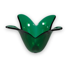 Green Hand Blown Glass Vase with Flared Rim