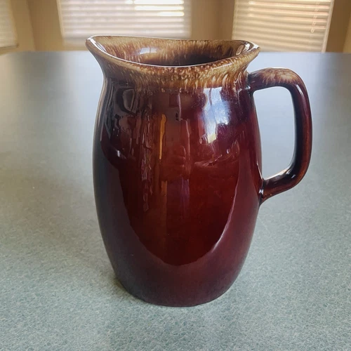 Hull Pottery MCM Oven Proof Brown Drip Glaze Ceramic Pitcher VTG Jug~6.75”