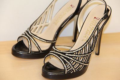 E! RED Carpet E0045 High Heel Dress Pumps Sandals Shoes Sz 7.5 Black Satin
