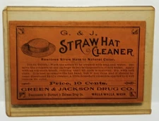 Vtg. Antique G&J Straw Hat cleaner empty product envelope in sleeve