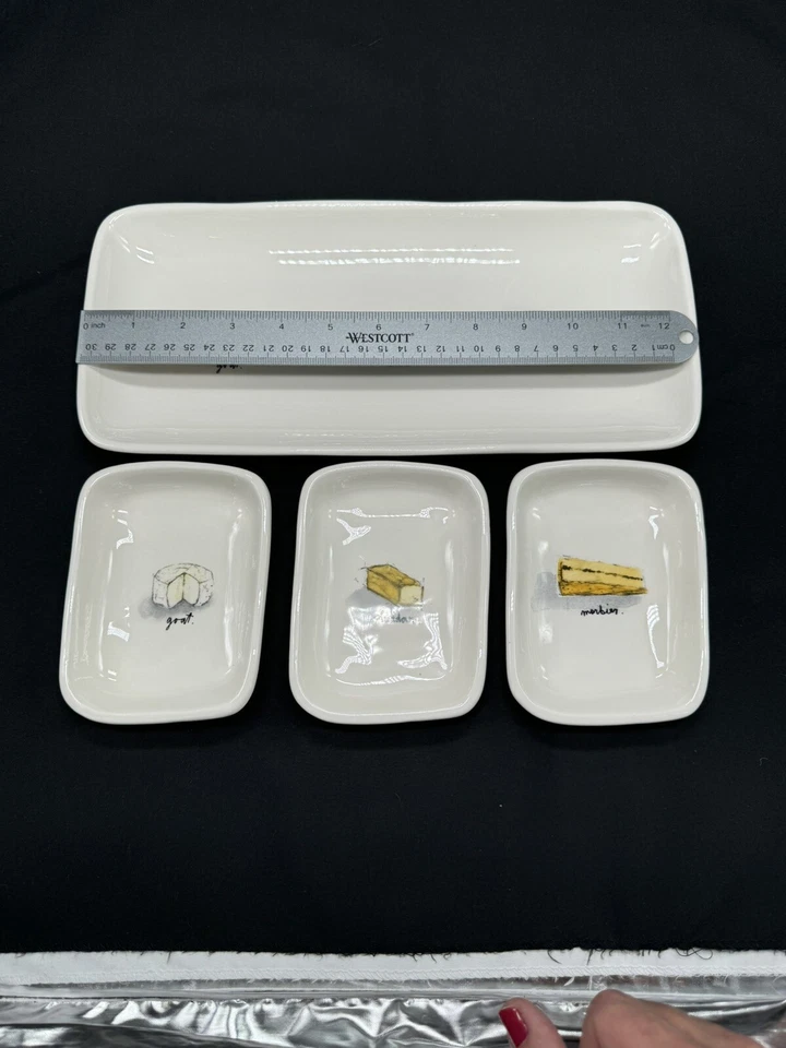 JUEGO Rae Dunn de Magenta - Bandeja de Queso + 3 Platos de Aperitivo Usado Foto 4 de 4